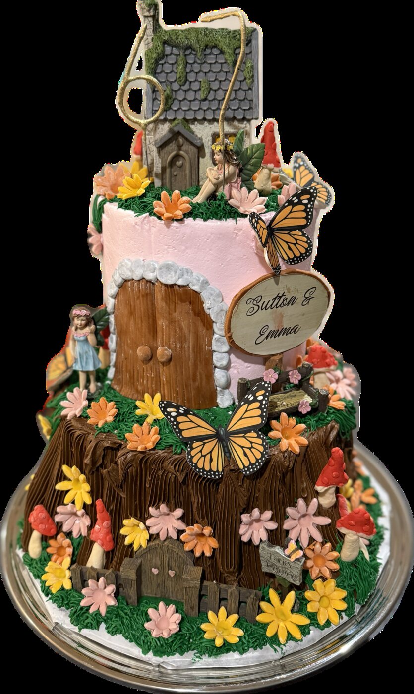 Detailed fairy house birthday cake