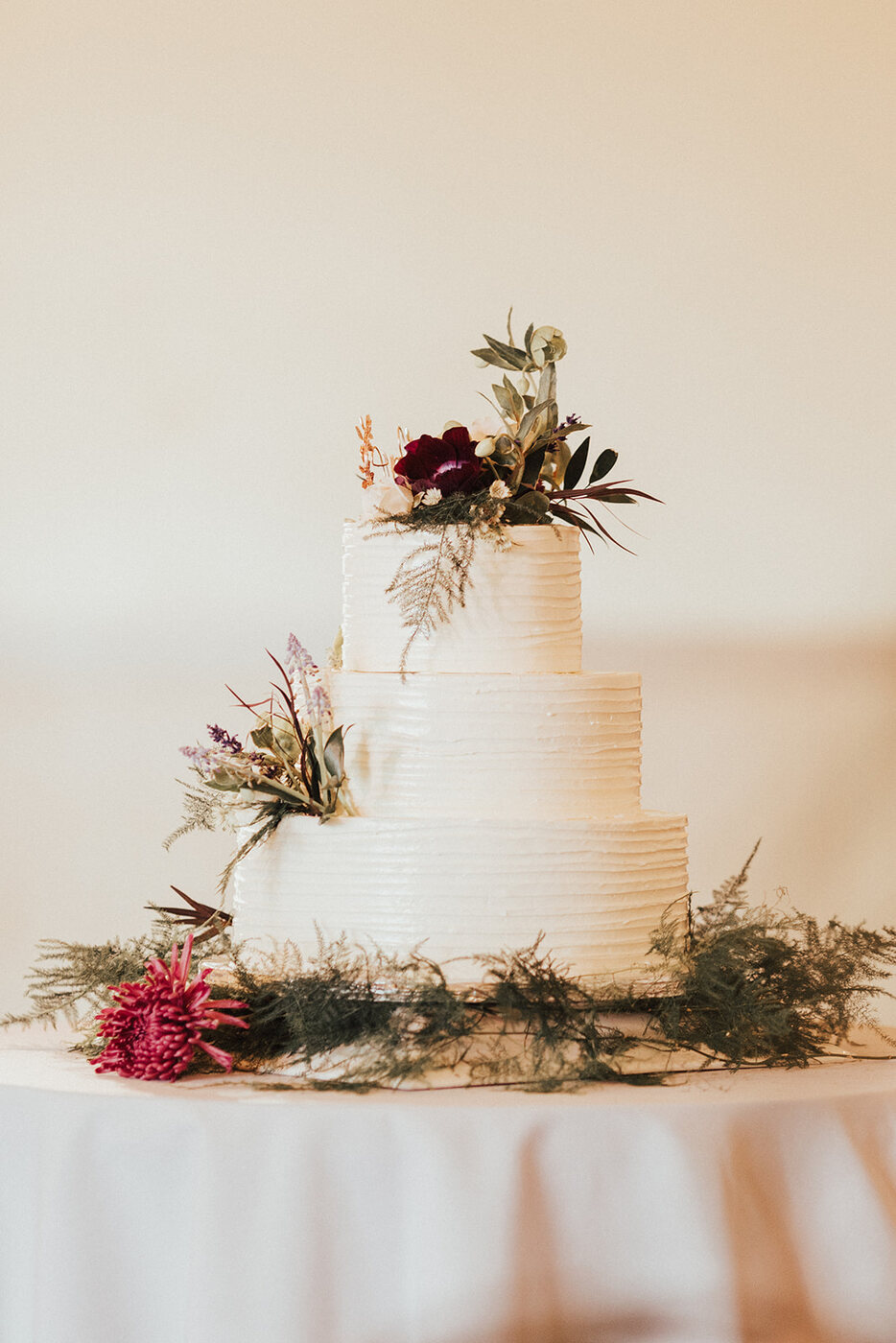 Botanical tiered wedding cake
