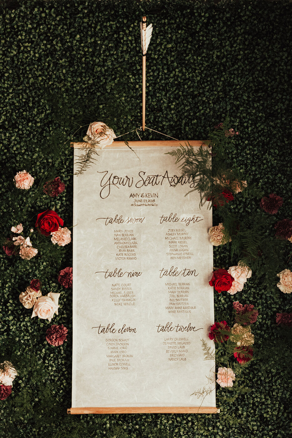 Floral seating chart installation